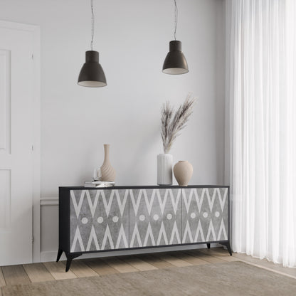 SHARP EDGES 3-dörrars skänk i svart finish