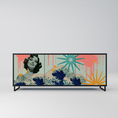 KANAGAWA BEAUTY 3-dörrars skänk i svart finish