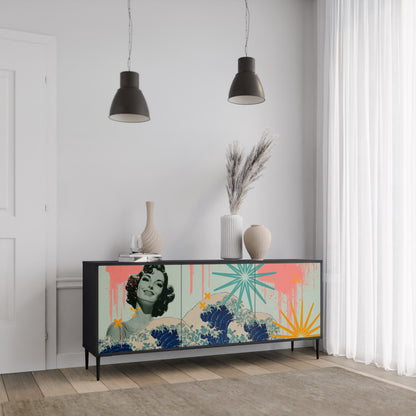 KANAGAWA BEAUTY 3-dörrars skänk i svart finish