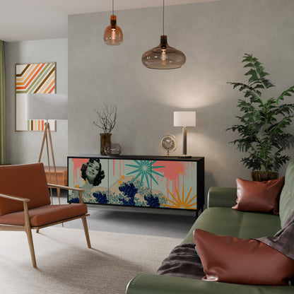 KANAGAWA BEAUTY 3-dörrars skänk i svart finish