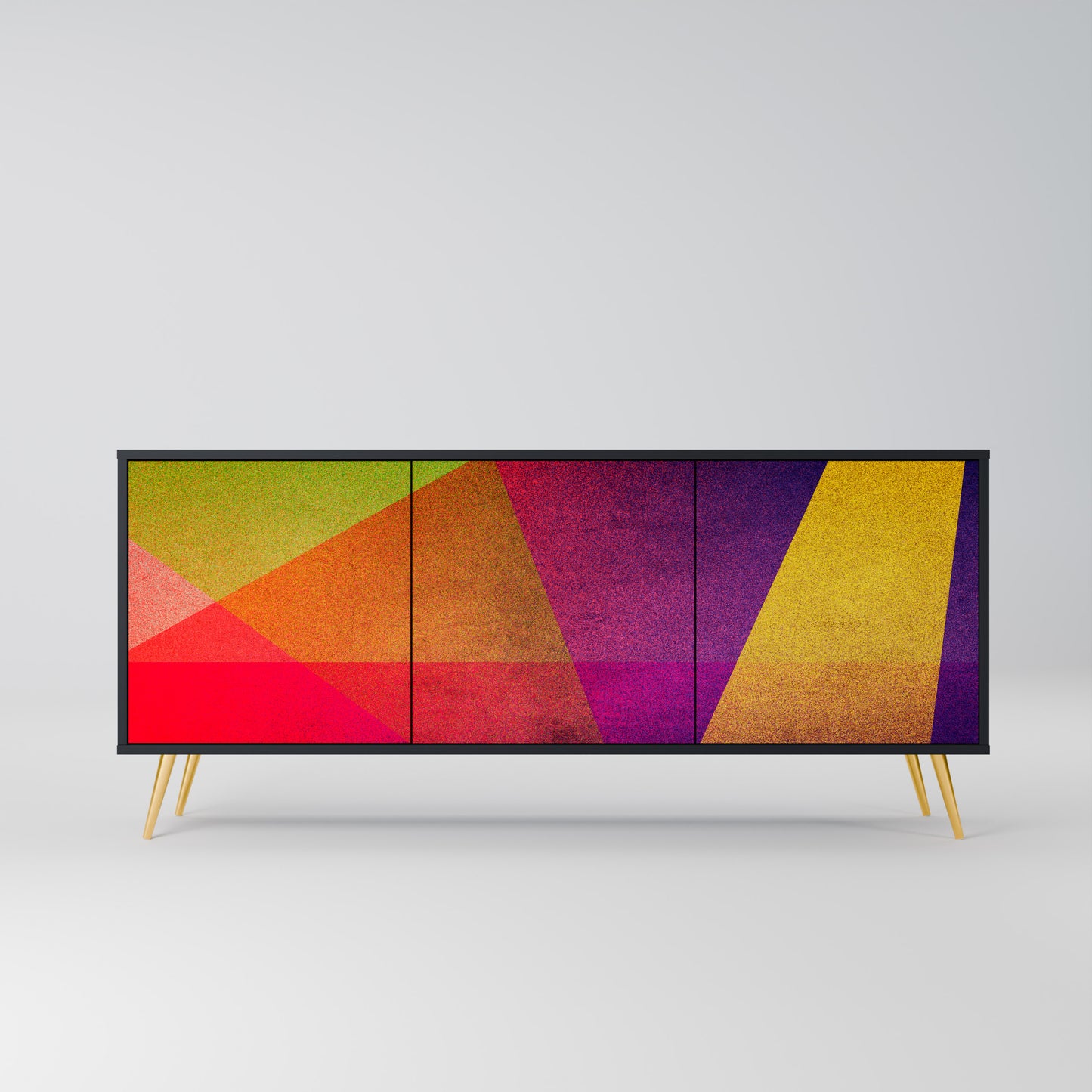 VIVID GEOMETRY 3-Door Sideboard in Black Finish
