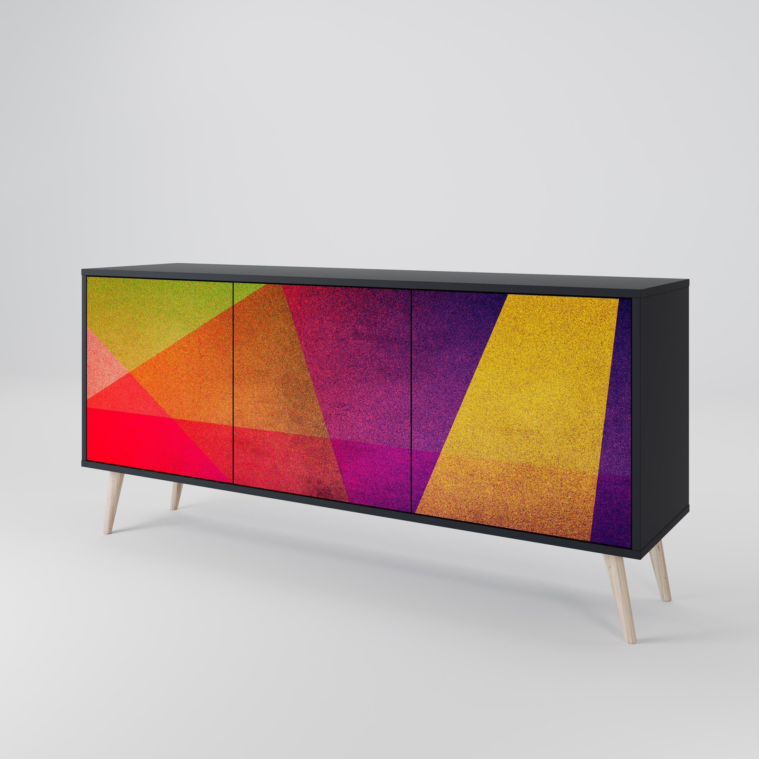 VIVID GEOMETRY 3-dörrars skänk i svart finish