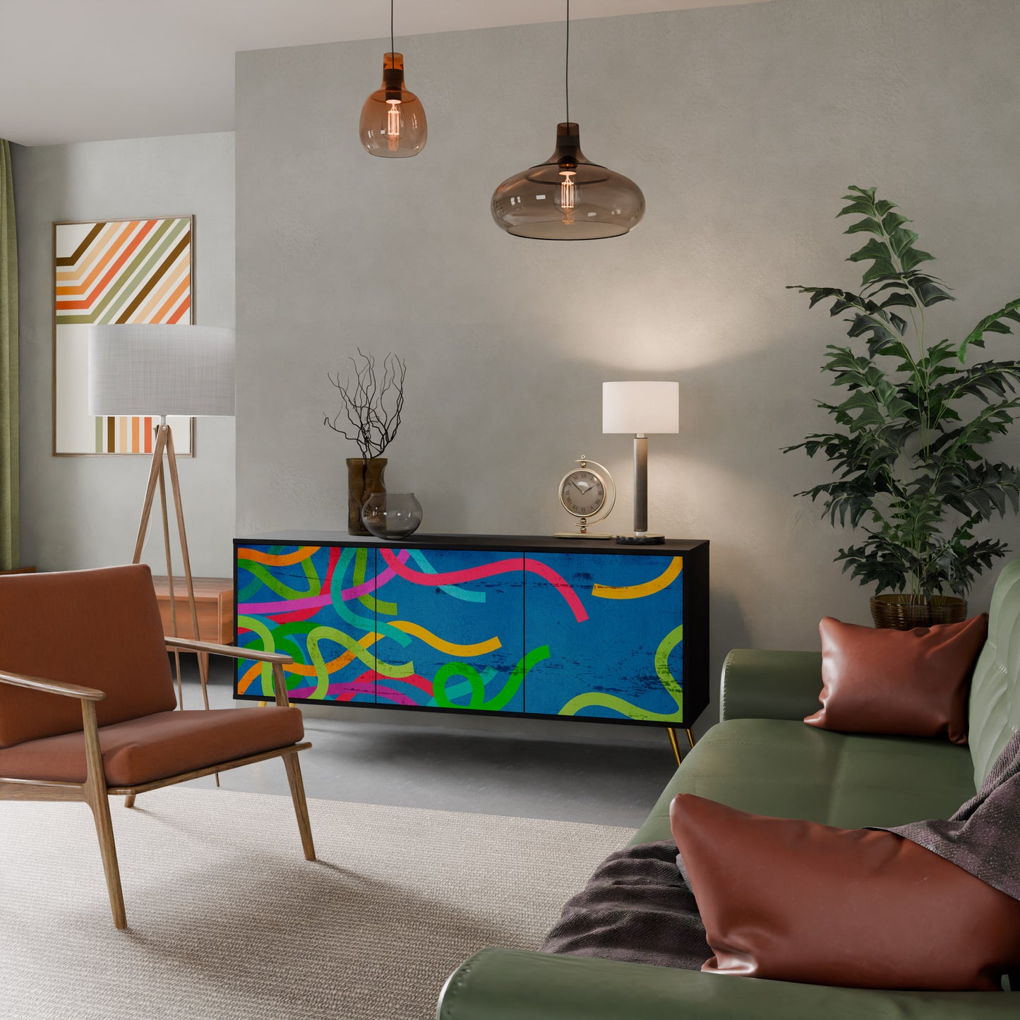 STREAMER TANGLE 3-Door Sideboard in Black Finish
