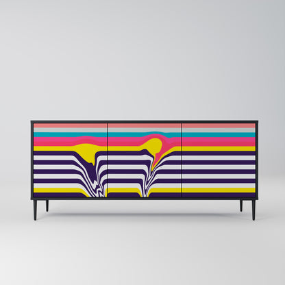 TONE COLLAPSE 3-Door Sideboard in Black Finish