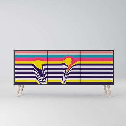TONE COLLAPSE 3-Door Sideboard in Black Finish