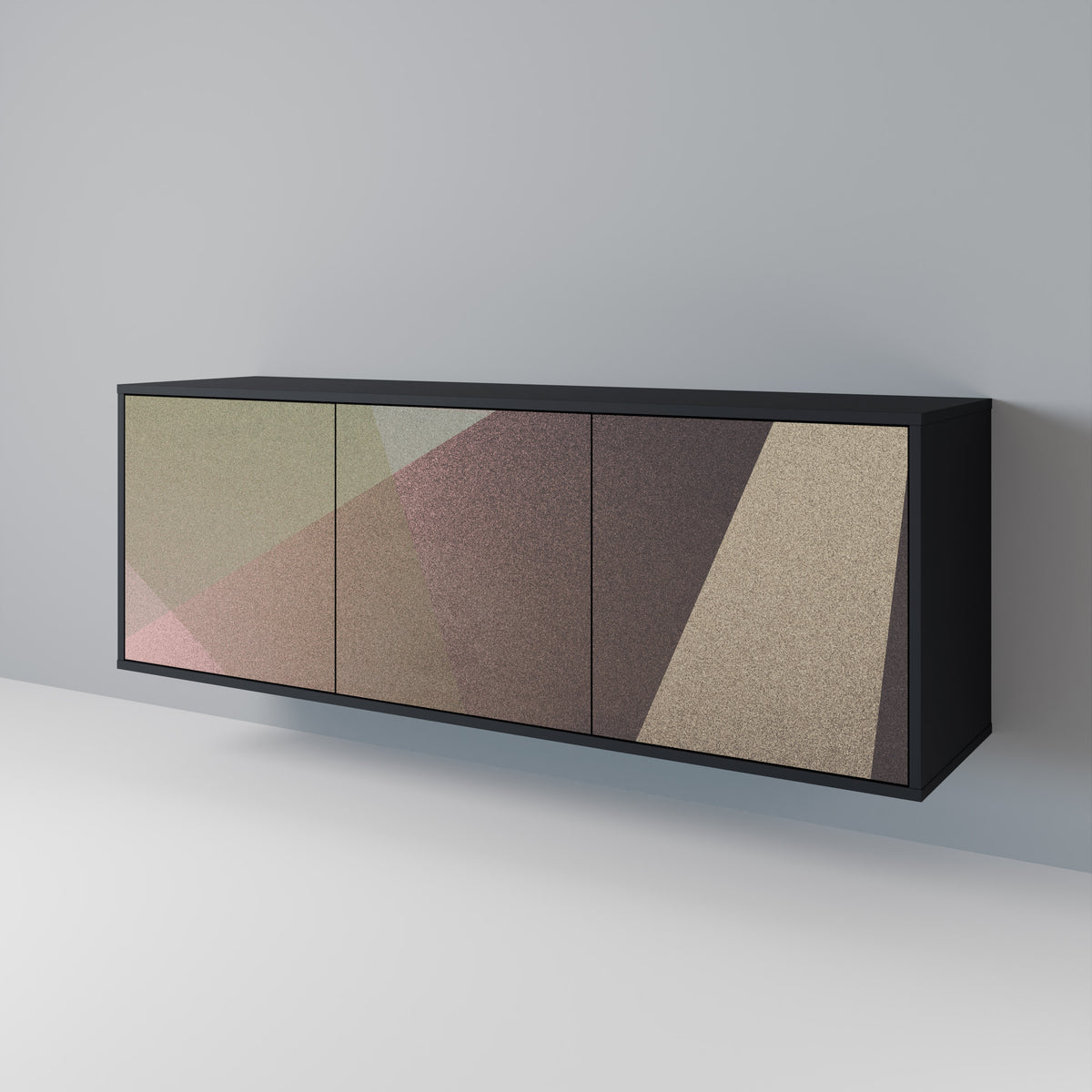 BEIGE GEOMETRY Skänk med tre dörrar