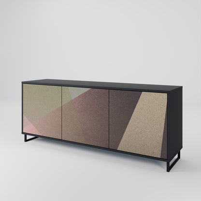 BEIGE GEOMETRY 3-dörrars skänk i svart finish