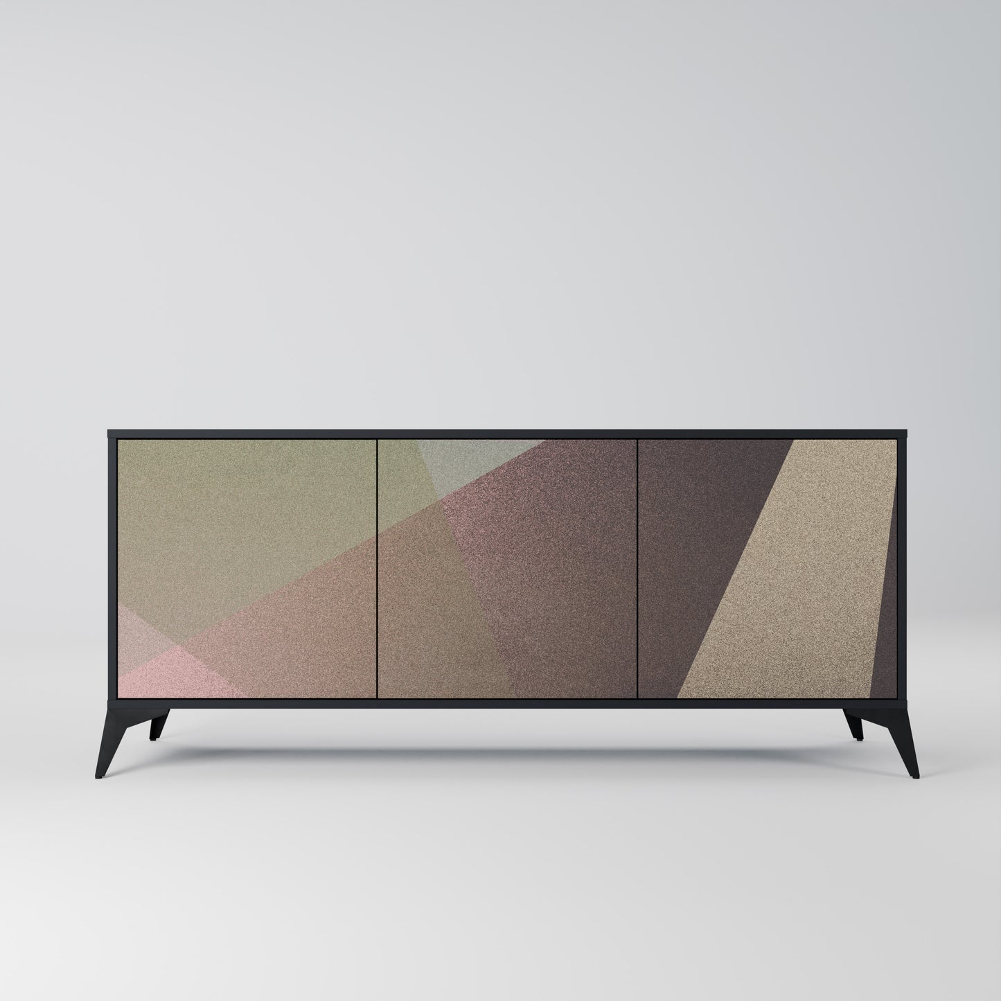 BEIGE GEOMETRY 3-dörrars skänk i svart finish