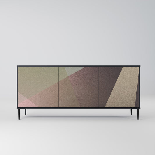 BEIGE GEOMETRY 3-Door Sideboard in Black Finish