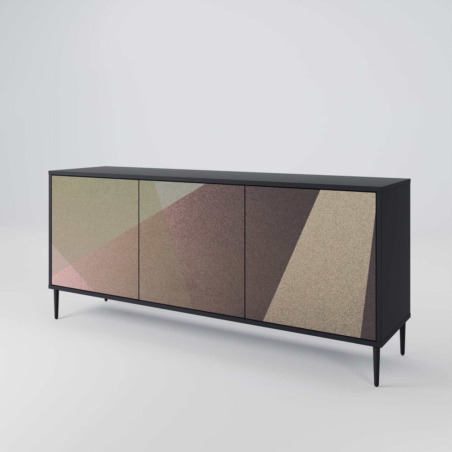 BEIGE GEOMETRY 3-dörrars skänk i svart finish
