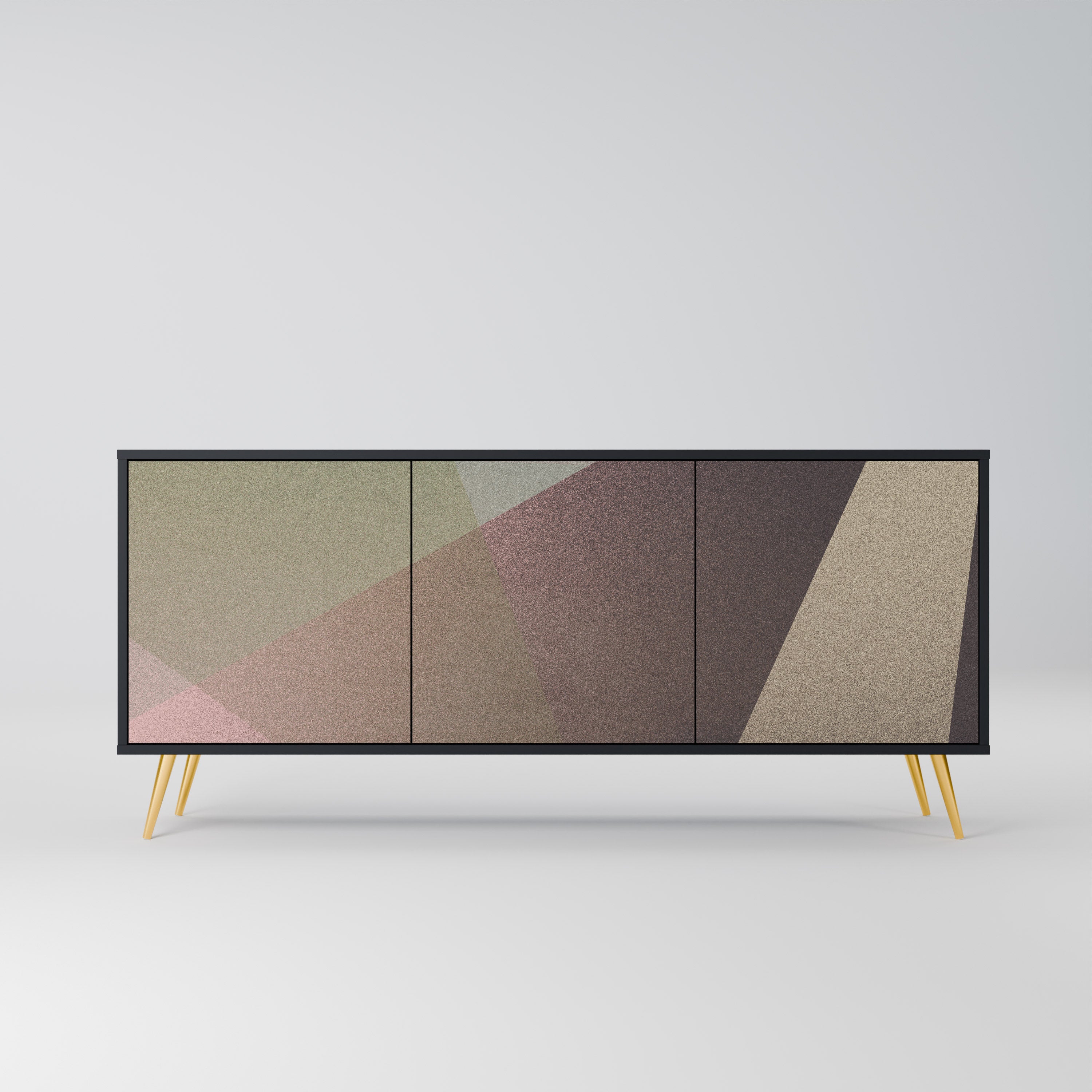 BEIGE GEOMETRY 3-dörrars skänk i svart finish