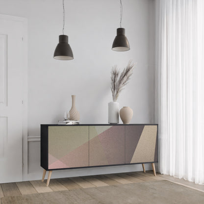 BEIGE GEOMETRY 3-dörrars skänk i svart finish