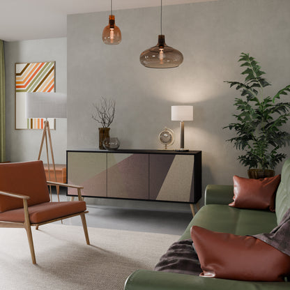 BEIGE GEOMETRY 3-dörrars skänk i svart finish