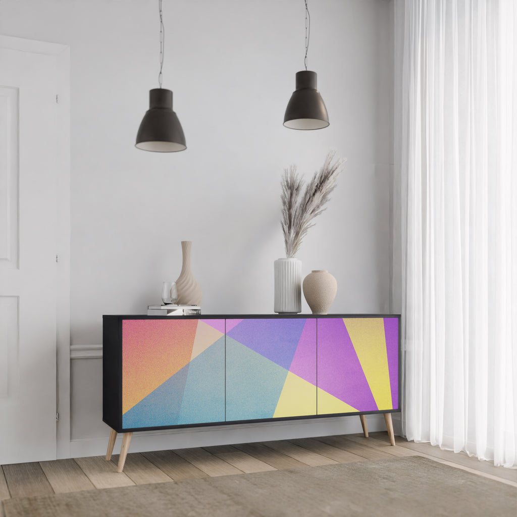 LJUS GEOMETRY 3-dörrars skänk i svart finish