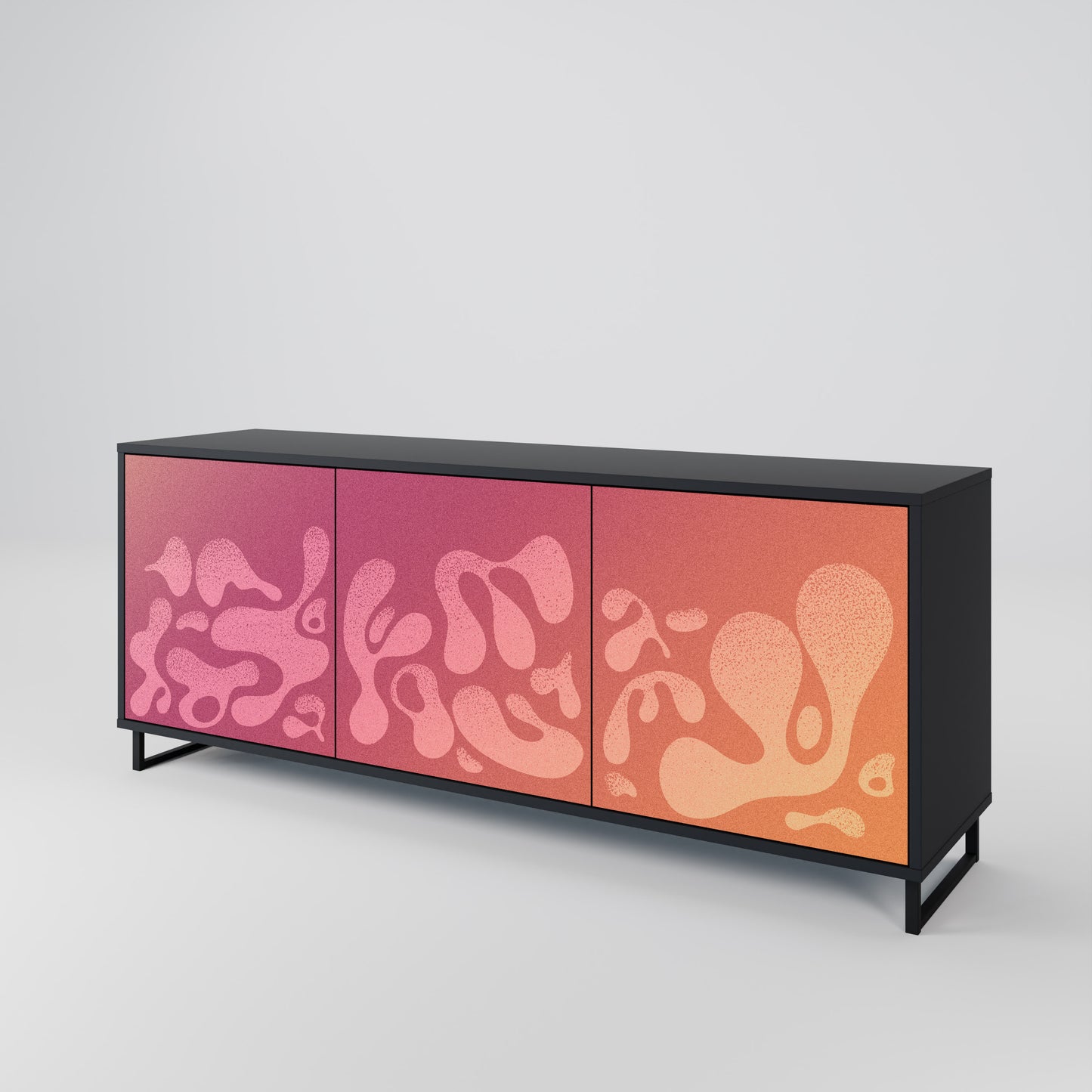 IRREGULAR PINK 3-Door Sideboard in Black Finish