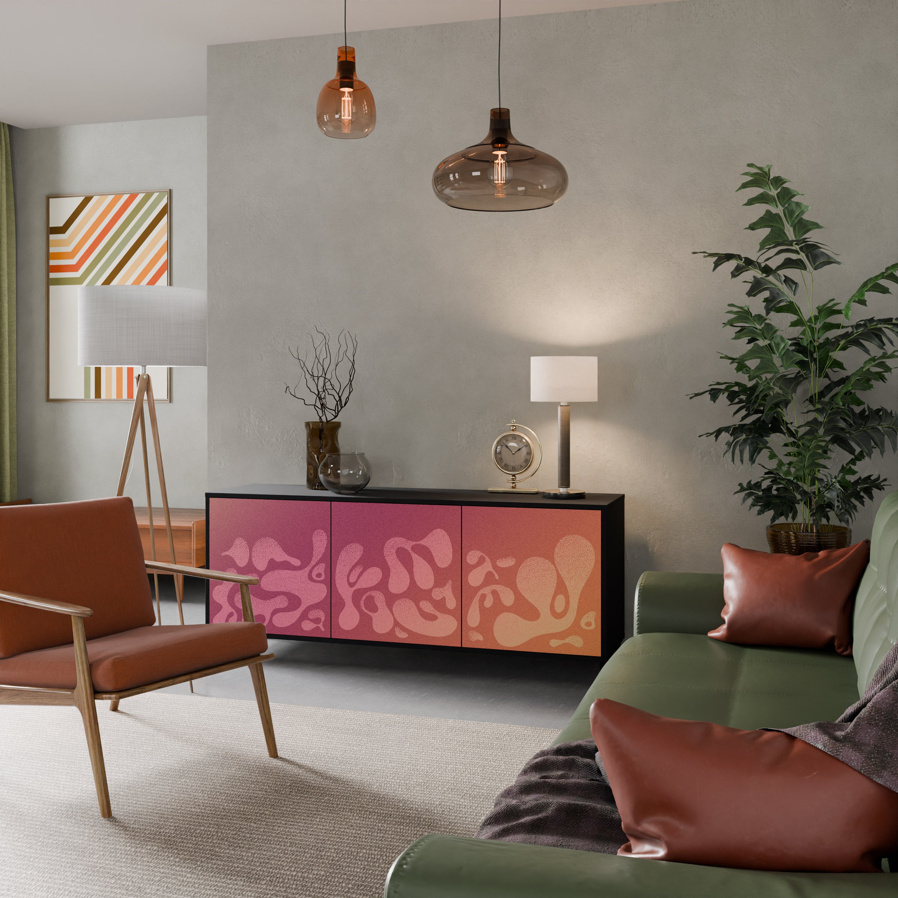 IRREGULAR ROSA 3-dörrars skänk i svart finish