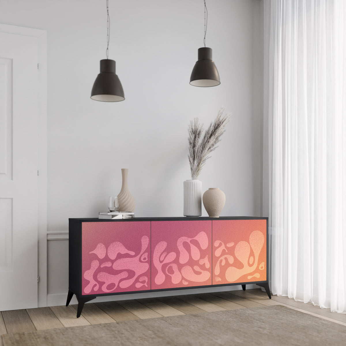 IRREGULAR PINK Skänk med tre dörrar