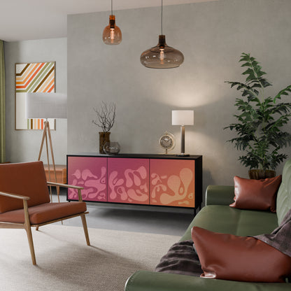 IRREGULAR PINK 3-Door Sideboard in Black Finish