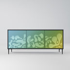 Oregelbunden blå skänk med 3 dörrar