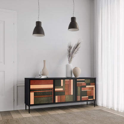 FIGURES OF NATURE 3-Door Sideboard in Black Finish
