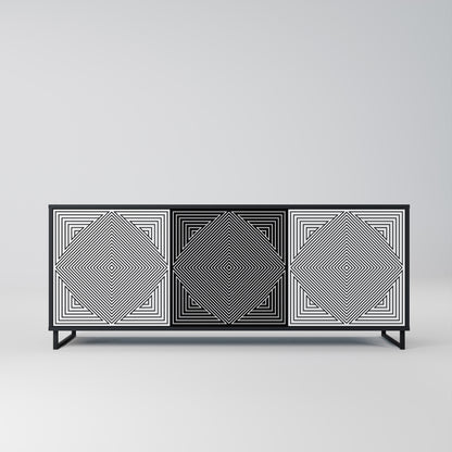 POLYGON ILLUSION 3-Door Sideboard in Black Finish