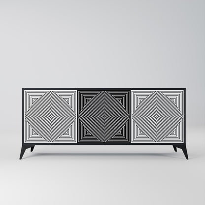 POLYGON ILLUSION 3-Door Sideboard in Black Finish