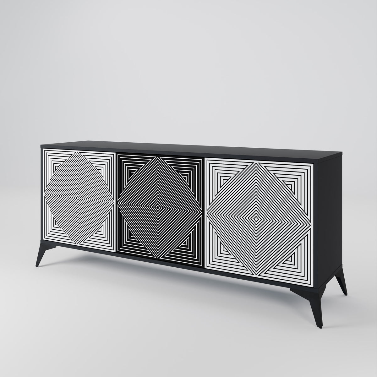 POLYGON ILLUSION Skänk med tre dörrar
