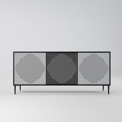 POLYGON ILLUSION 3-Door Sideboard in Black Finish