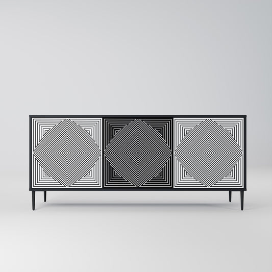 POLYGON ILLUSION 3-Door Sideboard in Black Finish