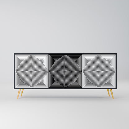 POLYGON ILLUSION 3-Door Sideboard in Black Finish