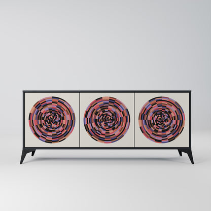 BROWN CIRCLES 3-Door Sideboard in Black Finish