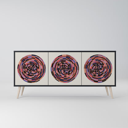 BROWN CIRCLES 3-Door Sideboard in Black Finish