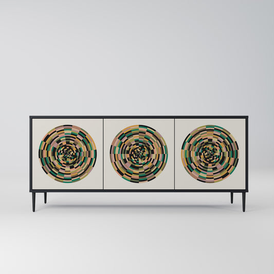 GREEN CIRCLES 3-Door Sideboard in Black Finish