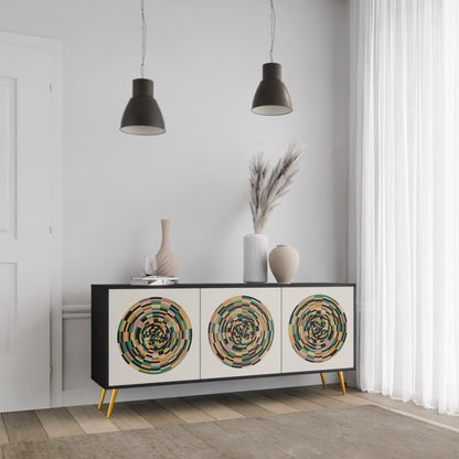 GREEN CIRCLES 3-dörrars skänk i svart finish