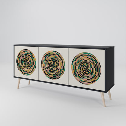 GREEN CIRCLES 3-dörrars skänk i svart finish