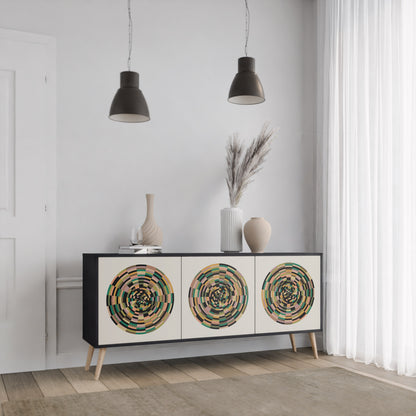 GREEN CIRCLES 3-dörrars skänk i svart finish