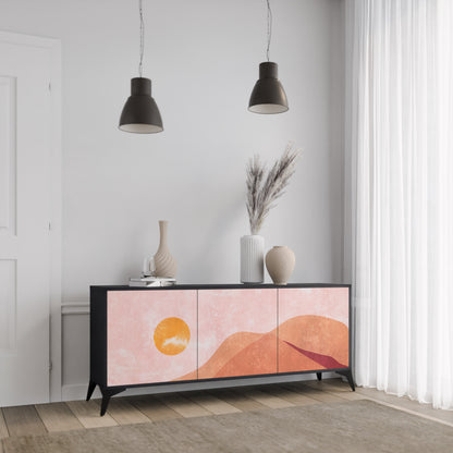 LUMINOUS SUNLIGHT 3-Door Sideboard in Black Finish