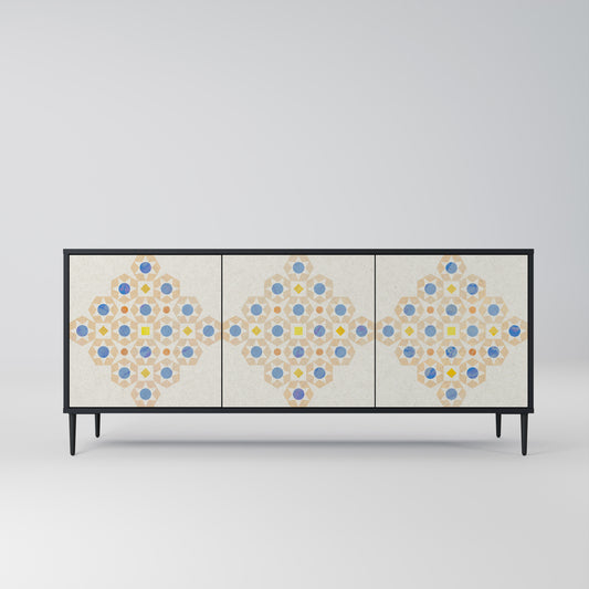 PATTERNED PRISM 3-Door Sideboard in Black Finish