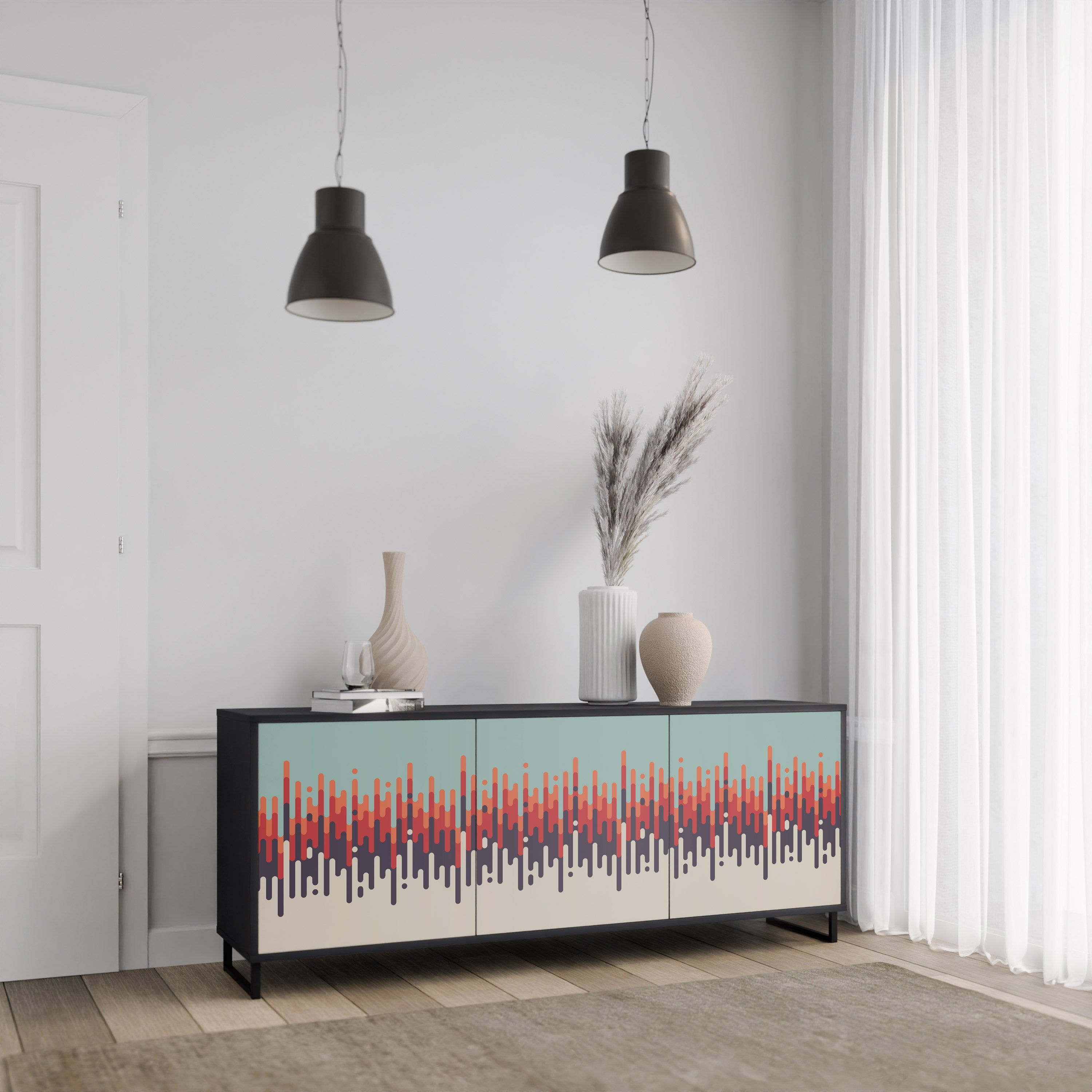 CHROMA CONTOURS 3-dörrars skänk i svart finish