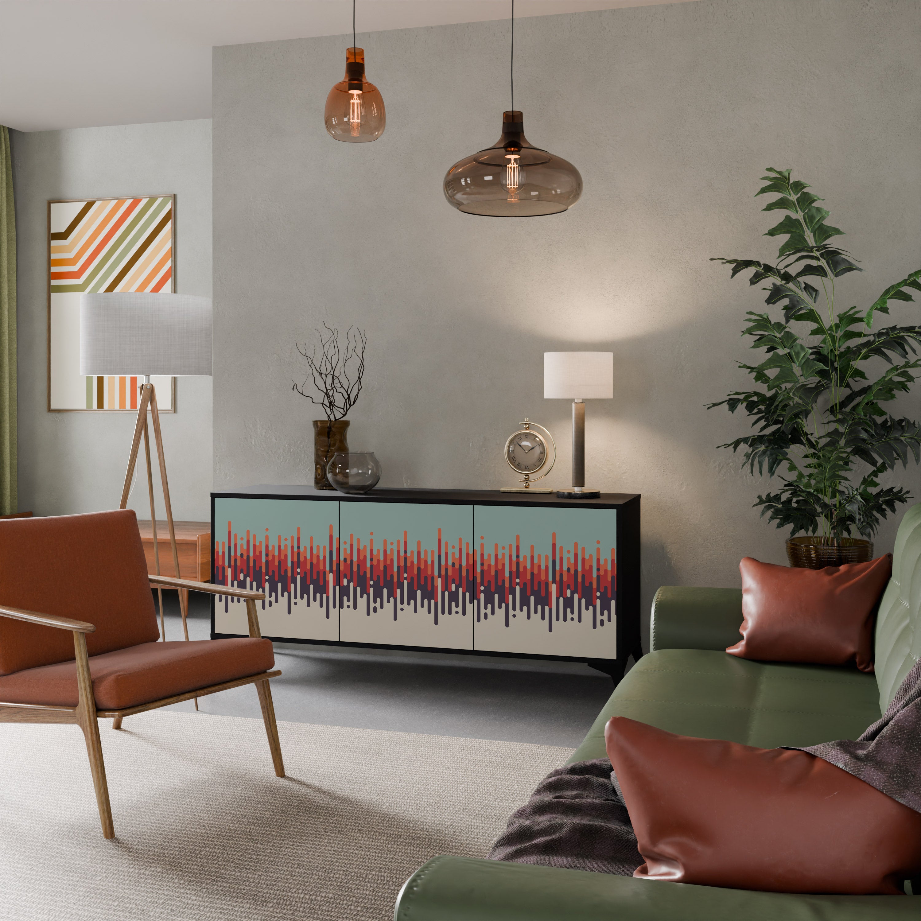 CHROMA CONTOURS 3-dörrars skänk i svart finish
