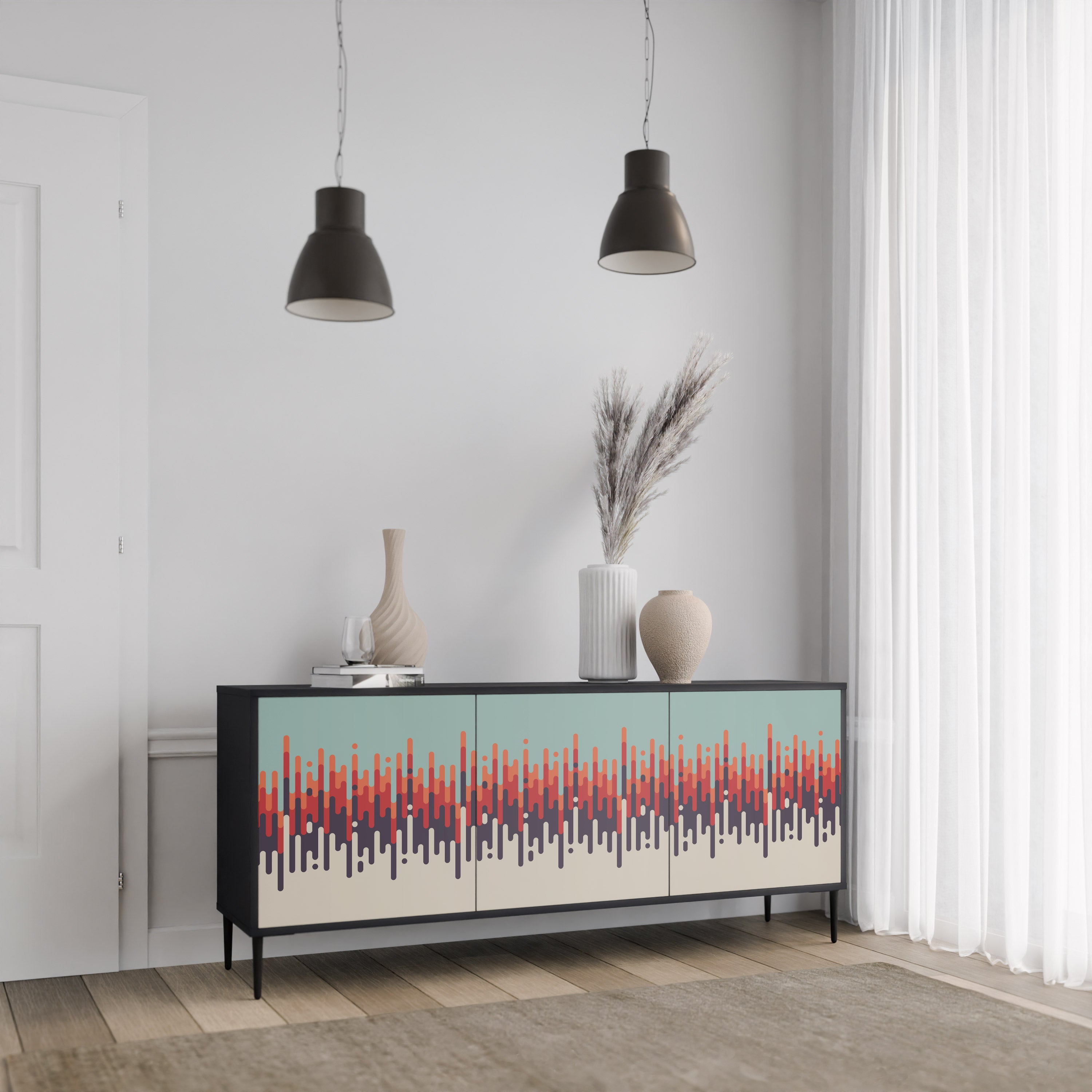 CHROMA CONTOURS 3-dörrars skänk i svart finish