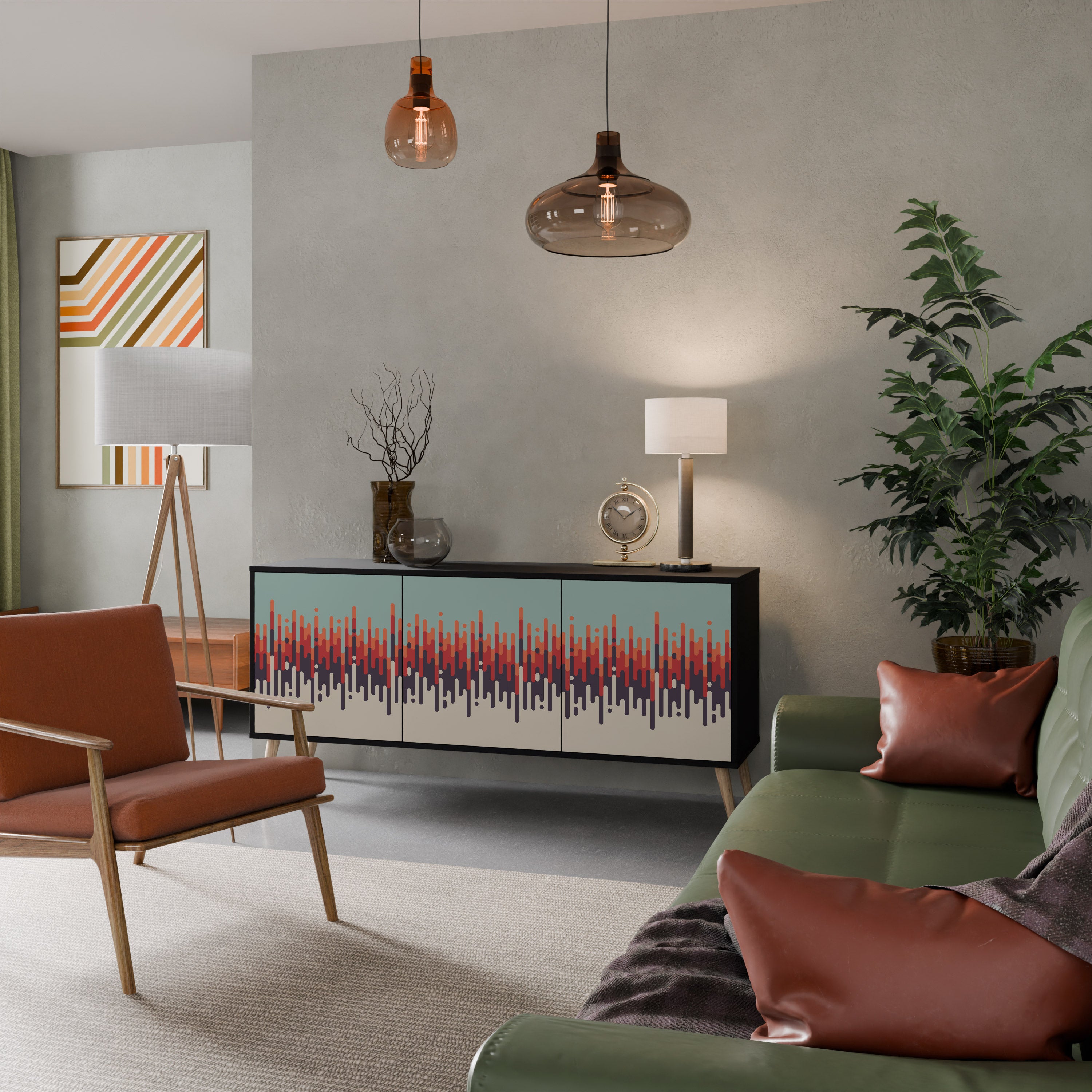 CHROMA CONTOURS 3-dörrars skänk i svart finish