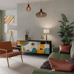 ABSTRACT FACES 3-Door Sideboard in Black Finish