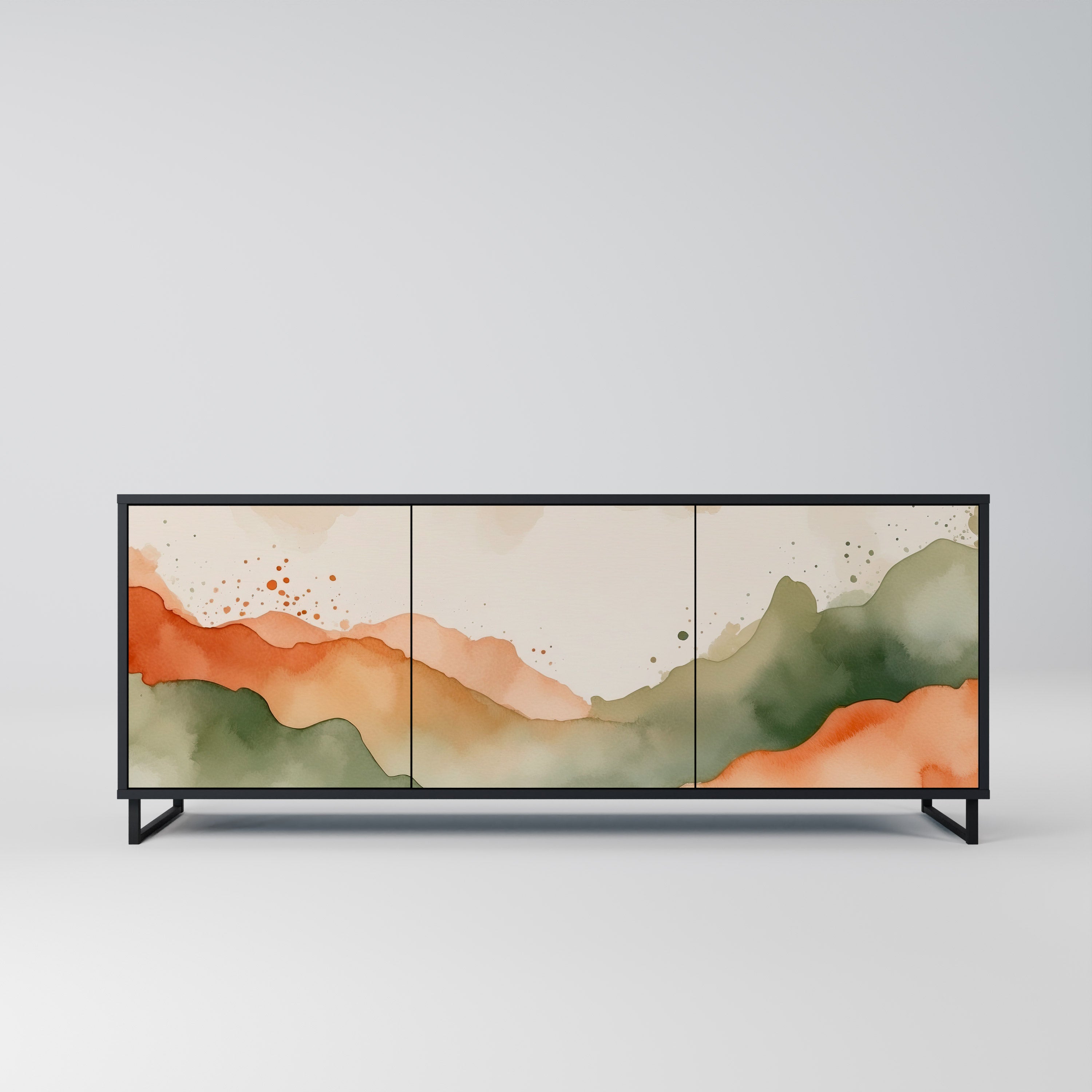 WATERCOLOR PEAKS 3-dörrars skänk i svart finish