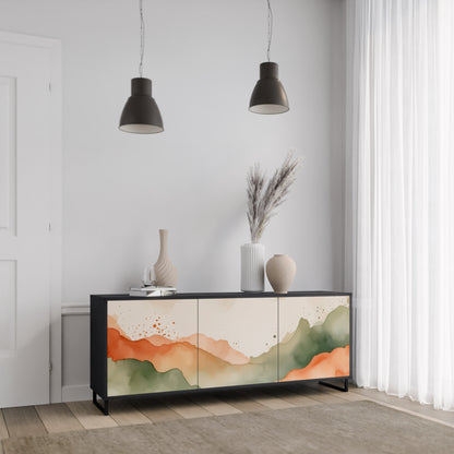WATERCOLOR PEAKS 3-dörrars skänk i svart finish
