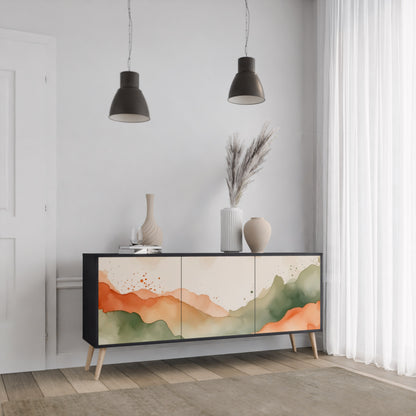 WATERCOLOR PEAKS 3-dörrars skänk i svart finish