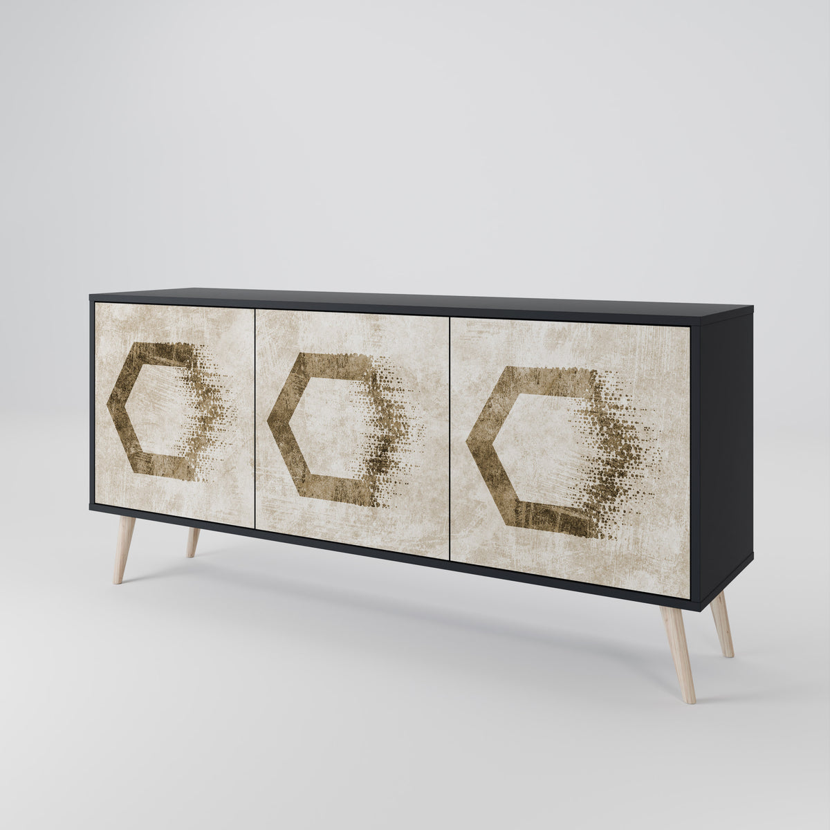 HEXAGONAL SHAPES Skänk med tre dörrar