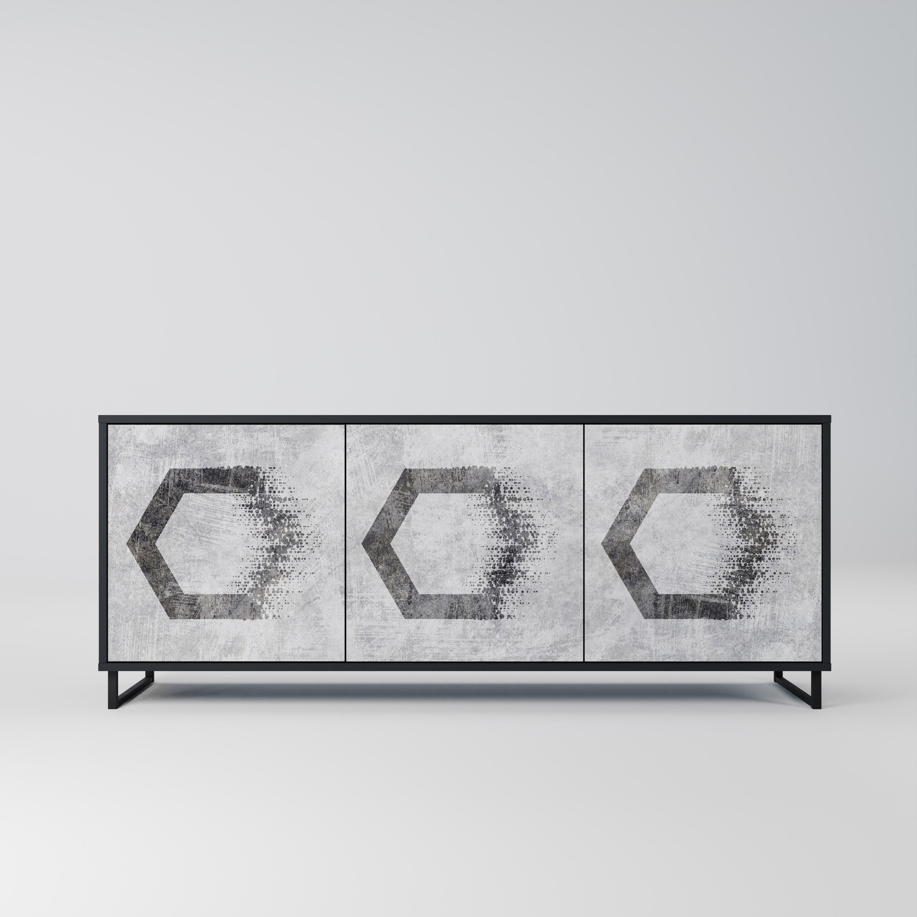 HEXAGONAL FIGURES 3-dörrars skänk i svart finish