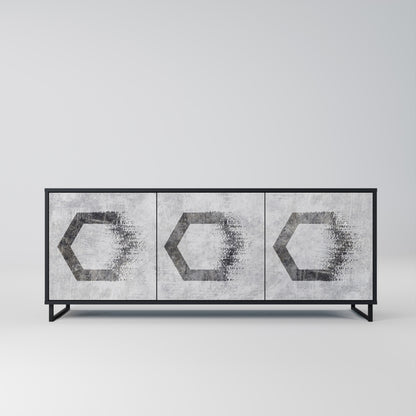 HEXAGONAL FIGURES 3-dörrars skänk i svart finish