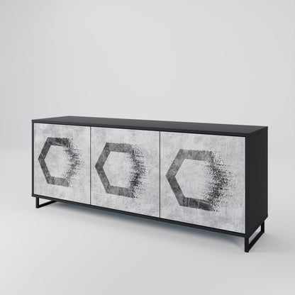 HEXAGONAL FIGURES 3-dörrars skänk i svart finish